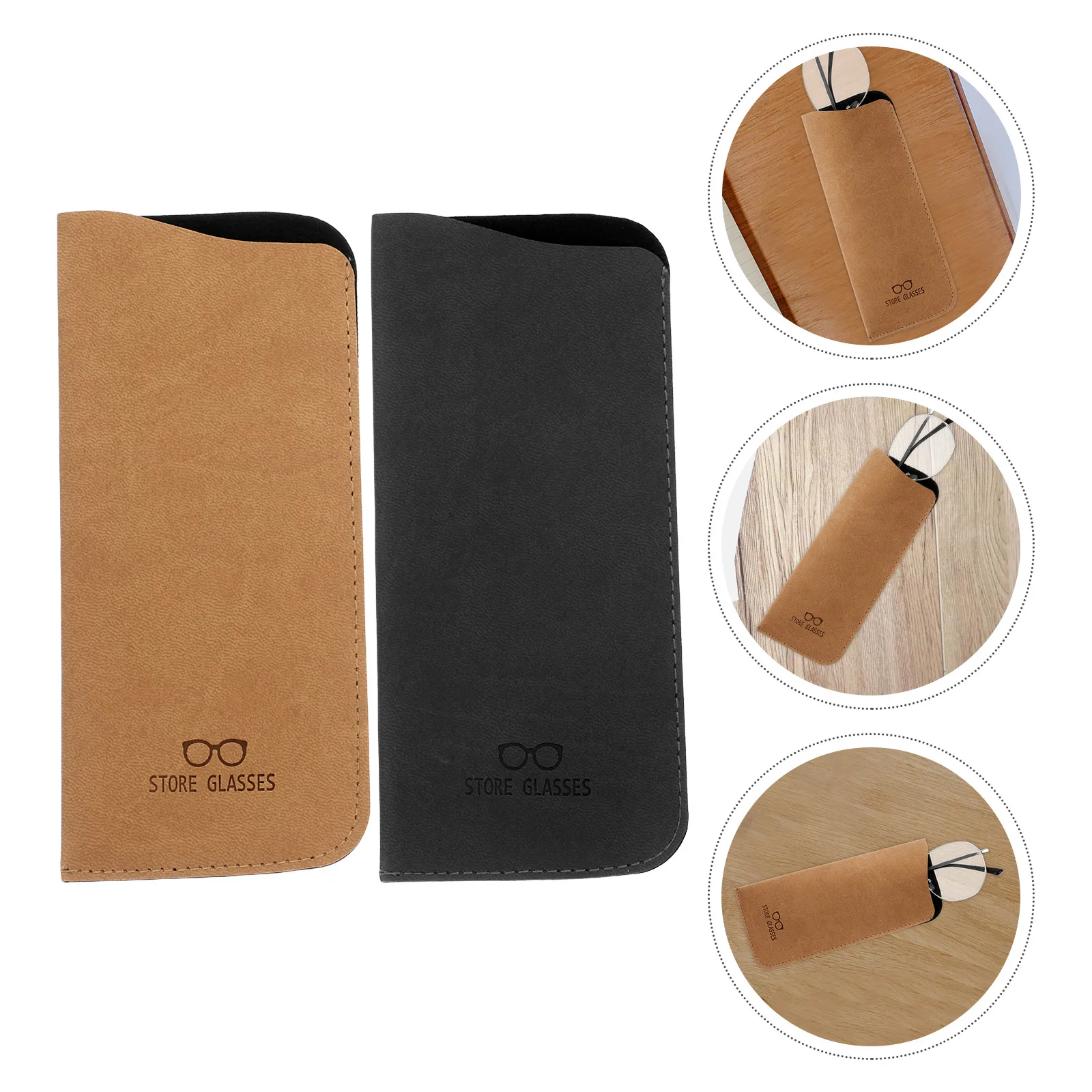 

2Pcs Soft Glasses Bag Vintage Pu Travel Sleeve Men Reading Case Protective Storage Pouch Portable Cloth Eyewear