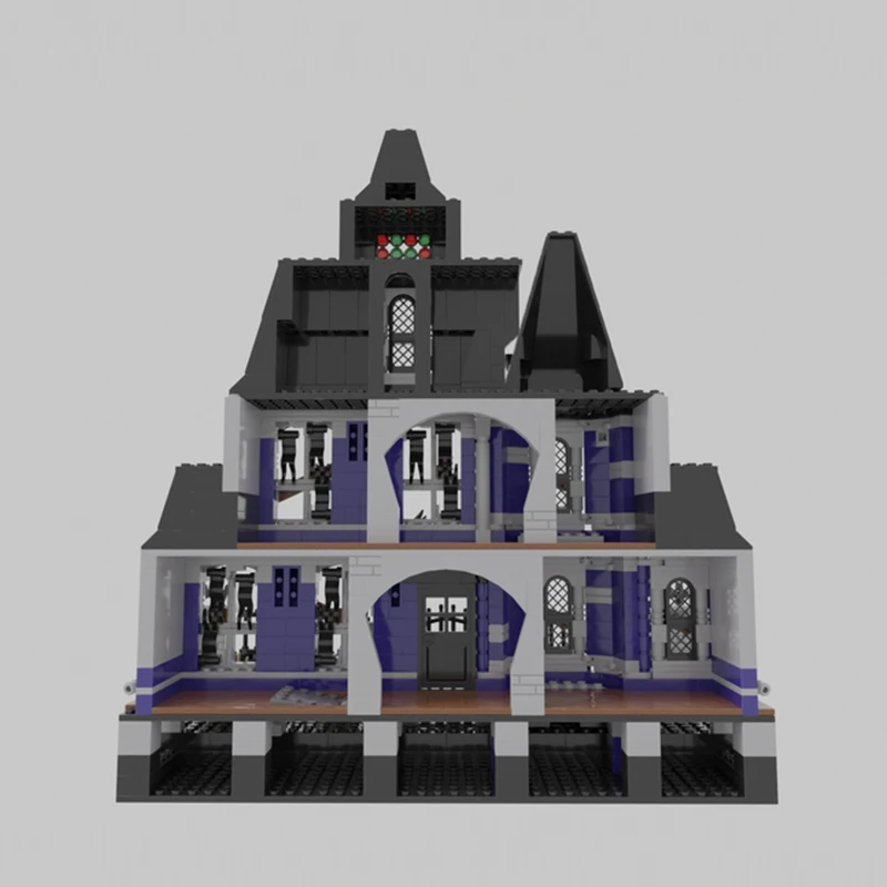 Stadt Street View Modell MOC Bausteine Halloween Spukhaus Modulare Technologie Geschenke Urlaub Montieren Kinder Spielzeug Anzug