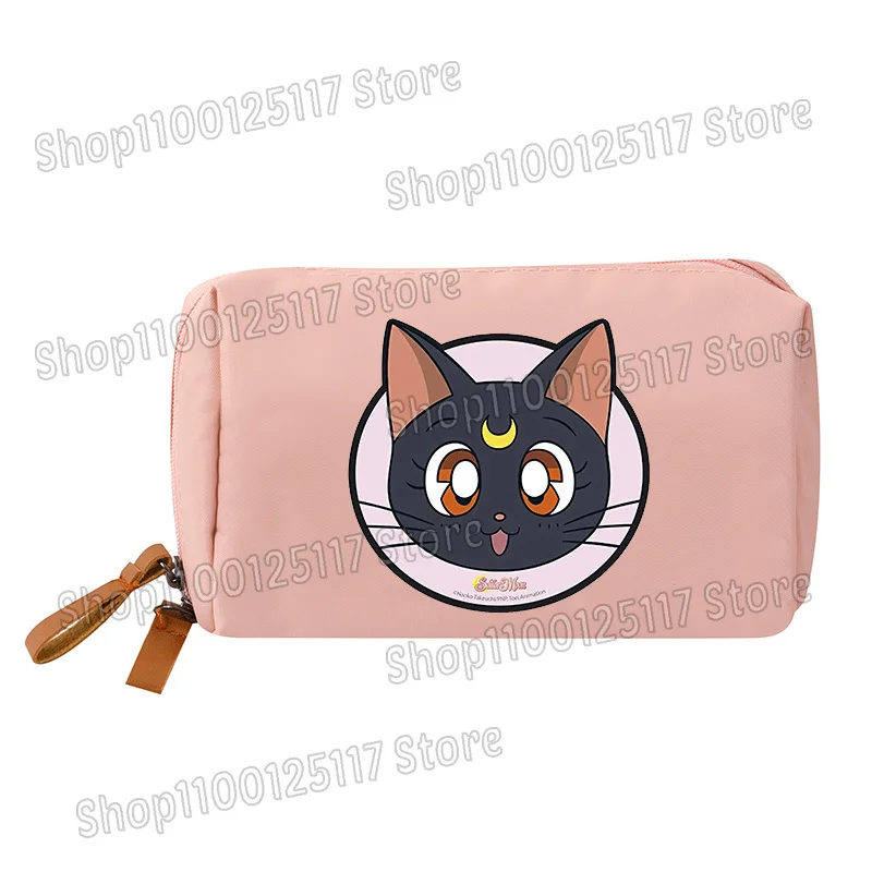 بحار القمر حقيبة مستحضرات التجميل المرأة أنيمي مطبوعة كيس التخزين مقاوم للماء لطيف الفتيات حقائب أدوات الزينة Kawaii الوردي الأسود سستة حقيبة يد