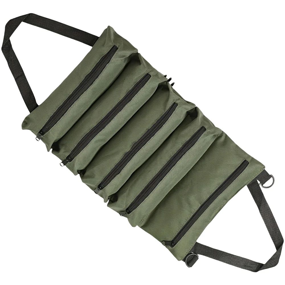 Roll Up Tool Organizer Bag Constructed from 600D Oxford Fabric with PVC Backing for Moisture Resistance and Stability