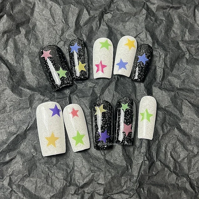 10PCS Handmade Cute Bear Acrylic Press On Nail Y2K Short False Nails Stickers Thick Long Coffin Fake Nail With Glue Custom Gift