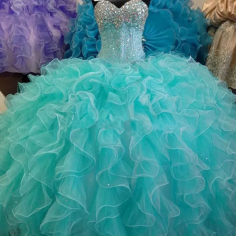 Schatz Ballkleid Quince anera Kleider 15 Party funkelnde Kristall Perlen bodenlangen formellen Prinzessin Geburtstags kleider