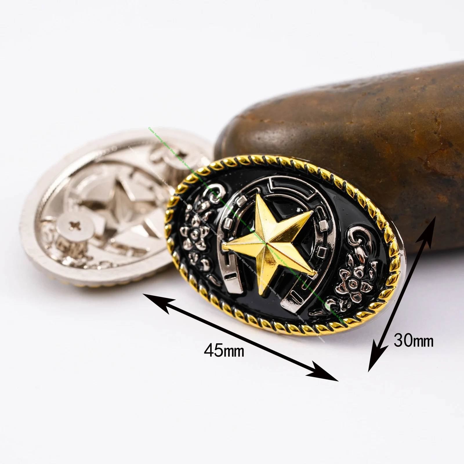 5 pz 45*30mm Western Texas oro argento COWBOY COWGIRL ferri di cavallo Ranger Star selle briglia Decor CONCHOS