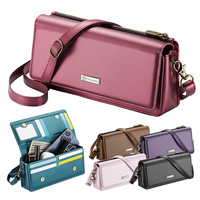 Universal Crossbody Case for iphone Samsung Google Xiaomi Oneplus Leather Case For 4.0-7.5 inch Lanyard Cards Bag Strap Zipper