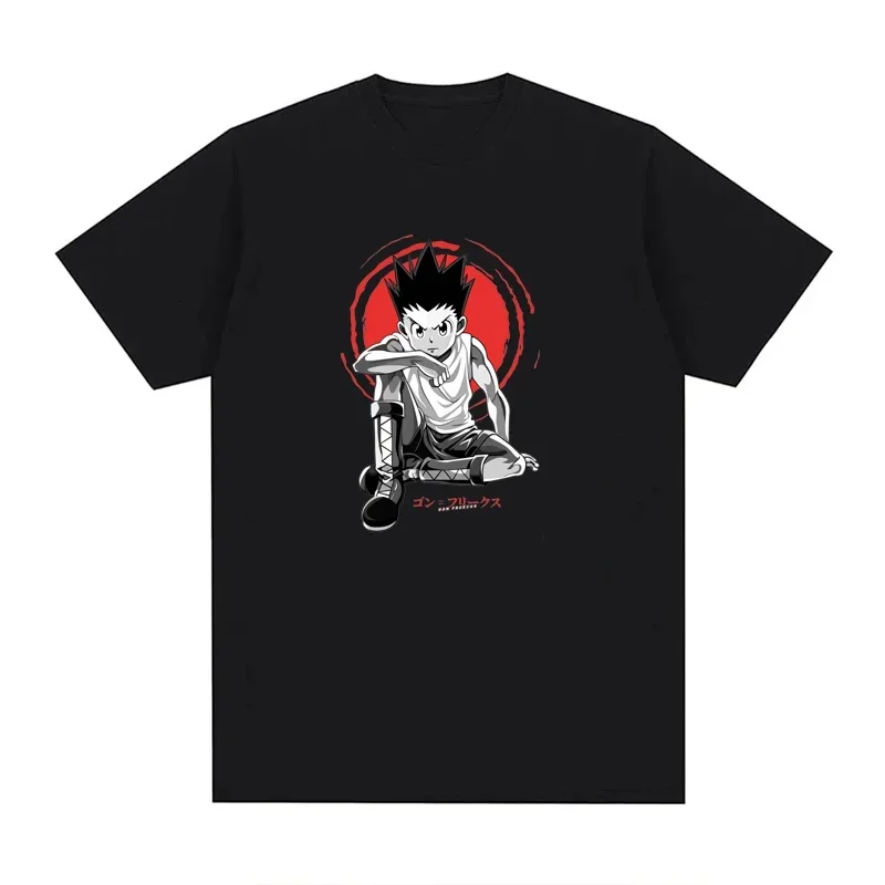 Men Anime Print Cotton EU Size Shirt oversized tee Killua Zoldyck Black White Harajuku Sleeve tees tops Hunter X Hunter T Shirt