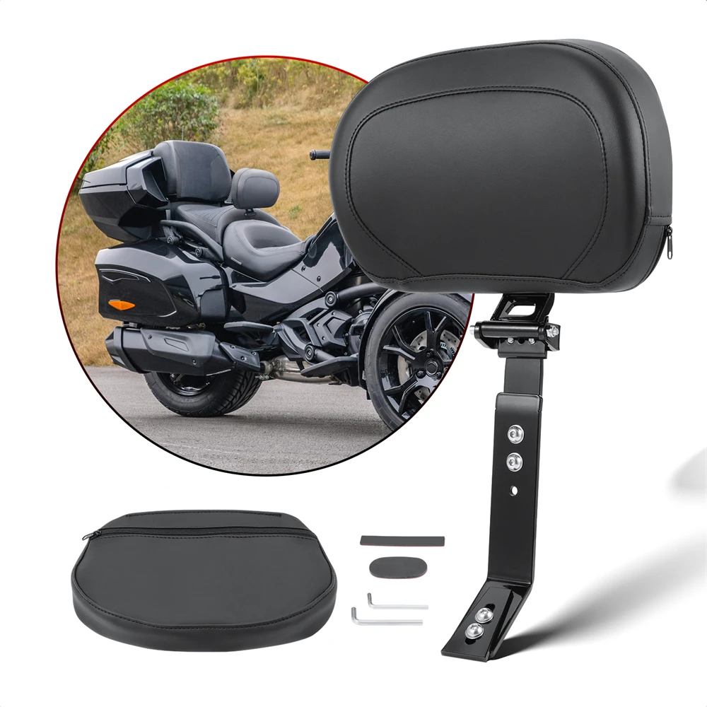 

Adjustable Driver Rider Backrest Mount Kit with Storage Pouch for Can-Am Spyder F3 F3-L F3-S F3-T 2015-2024