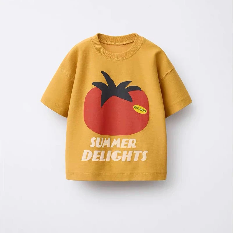 Simple All-match Base Shirt New Short Sleeve Lovely Round Neck T Shirt Thin Pure Cotton Clothes Boys And Girls Loose Casual Wear