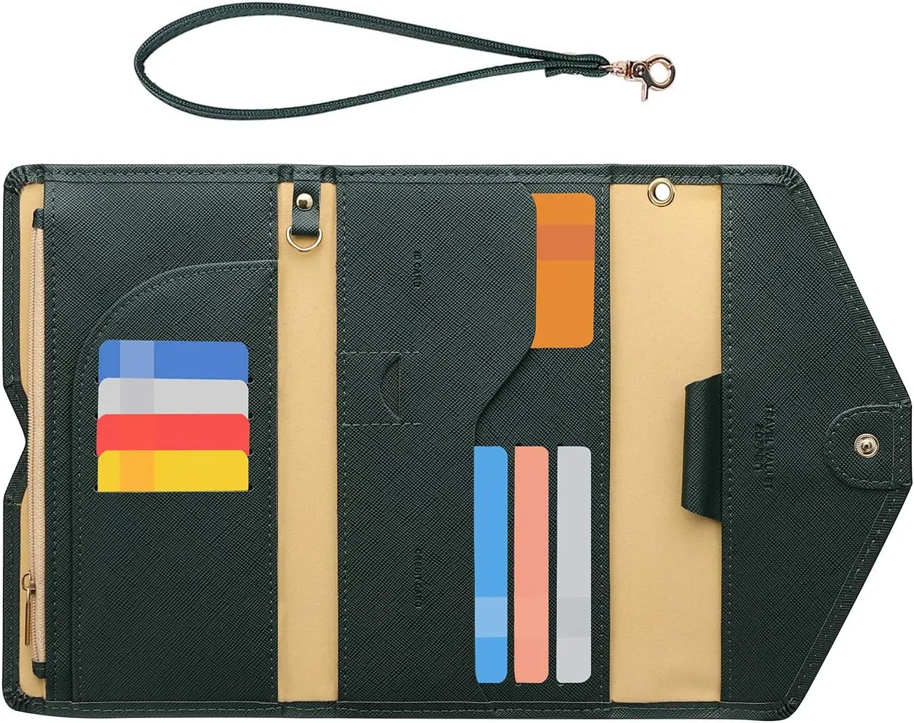 

Держатель для паспорта с защитой от RFID для женщин с ремешком на запястье, дорожный кошелек-органайзер для документов