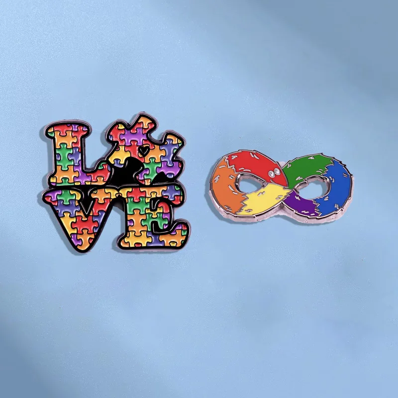 دبوس المينا للتوعية بمرض التوحد ، قوس قزح ، عصبي ، شارة فخر ، بروش مجوهرات ، هدية للأصدقاء ، ملابس الموضة ، إكسسوارات الحقائب