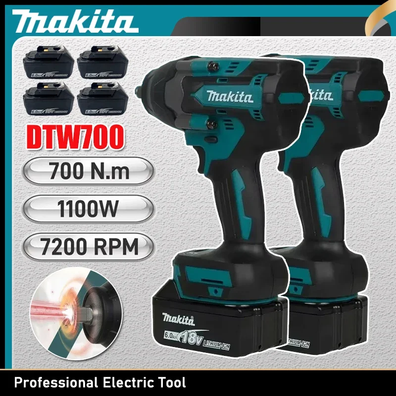 

Makita DTW700 Brushless Electric Wrench High Torque 18V Cordless Drill Screwdriver Rechargeable Electric Tools Torque Wrench