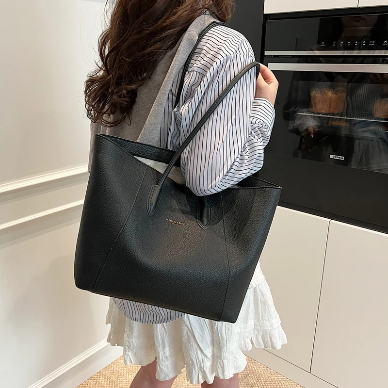 

Модные женские сумки на плечо большой емкости из искусственной кожи, большой кошелек-ведро, женская сумка через плечо, офисная рабочая сумка-тоут, кошелек