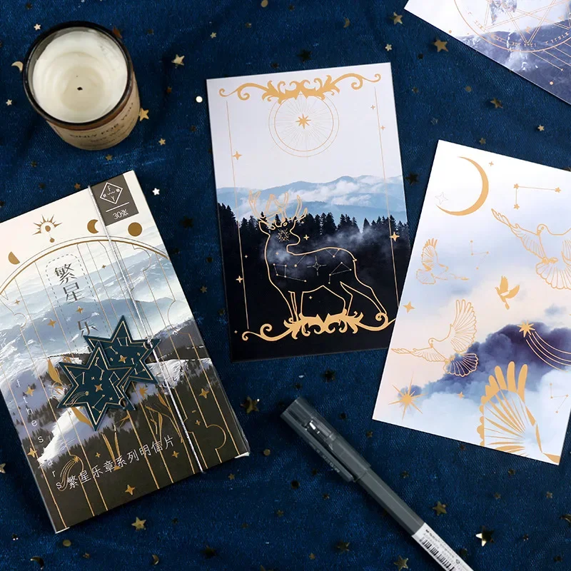 

30pcs Golden Musical Symbols In The Air Style Card As Party Invitation DIY Decoration Gift Card Message Card Postcard