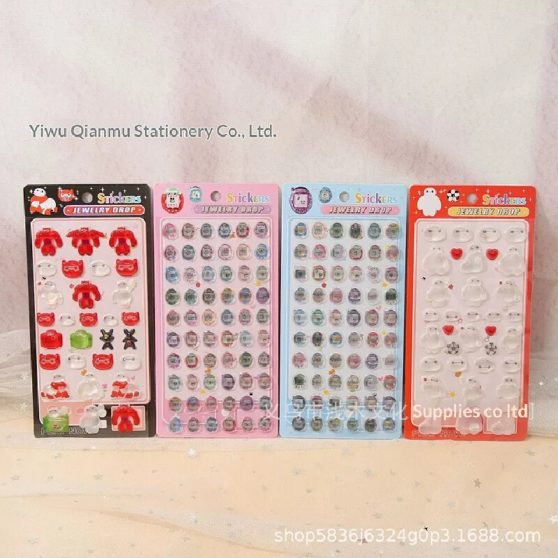 

New 40pcs Japanese Baymax Tamagotchi 3d Crystal Relief Sticker Diy Mobile Phone Case Decoration Children Toy Wallet Sticker Gift