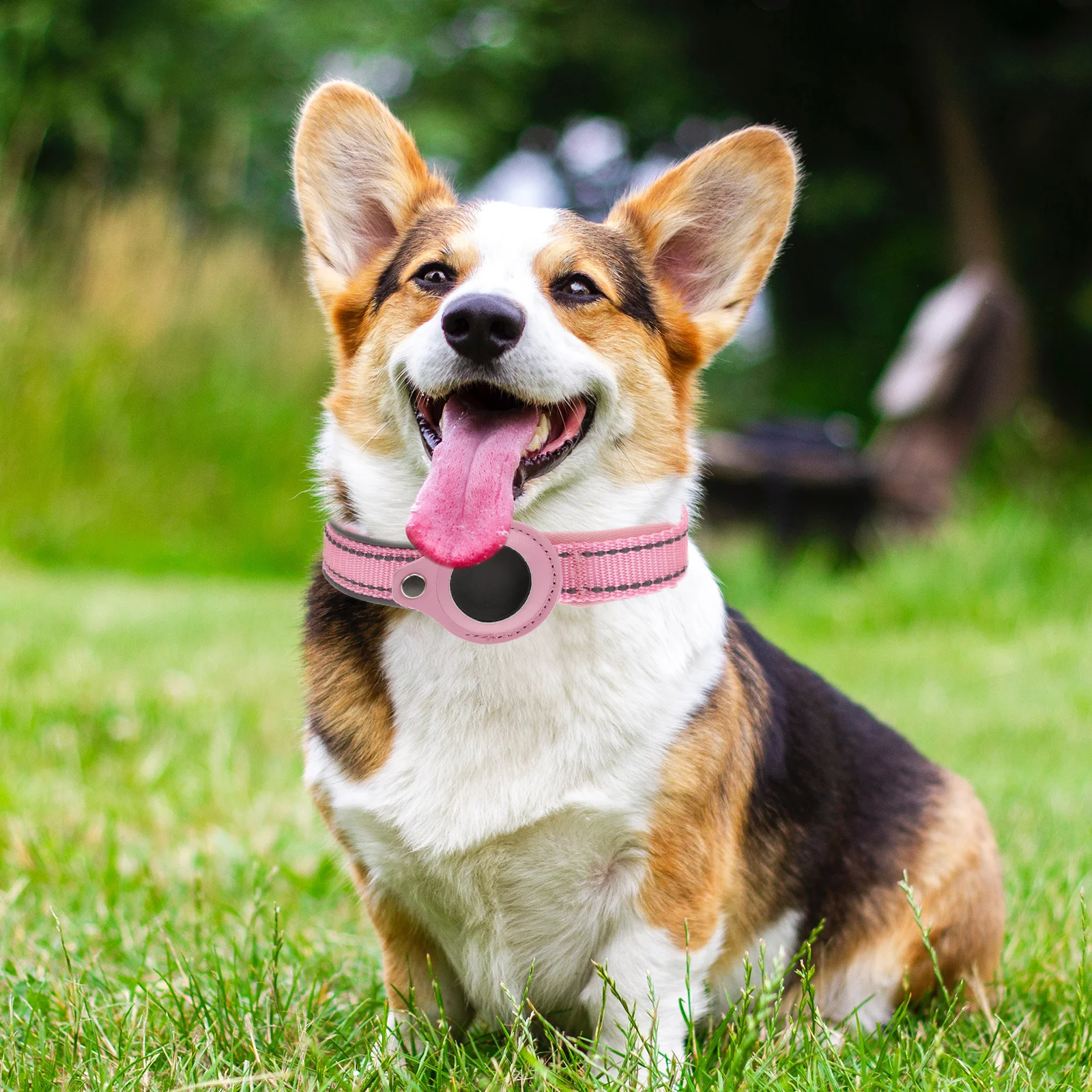 

1Pc Pink M Anti Lost Locator Collar Durable Reflective Design High Quality AirTags Pet Protector Smart Accessory
