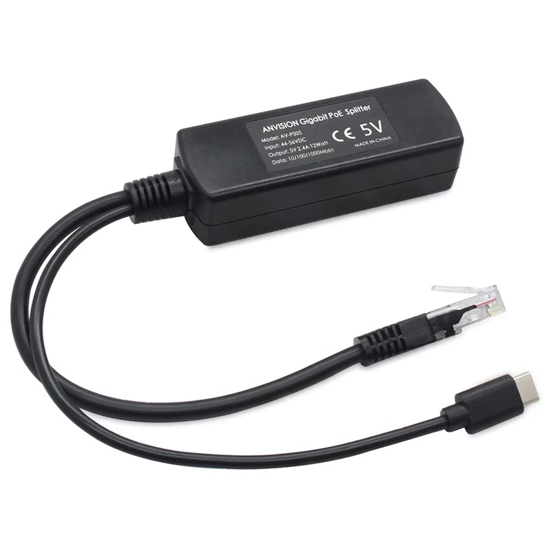 

N36R_TM 2-комплект гигабитного разветвителя PoE 5 В, USB типа C, адаптер 48–5 В, 2,4 А