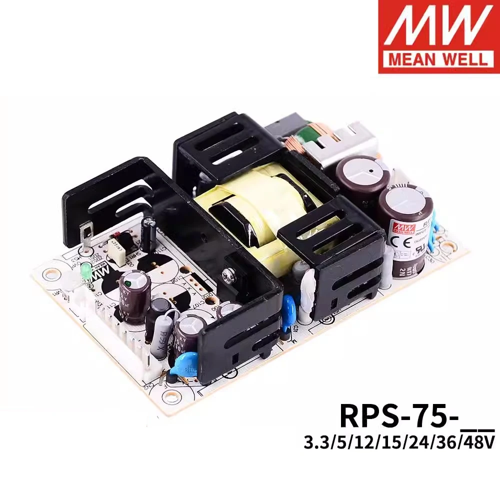 MEAN WELL-fuente de alimentación conmutada médica, RPS-75-5, RPS-75-12, RPS-75-15, RPS-75-24, RPS-75-48, tipo PCB, corriente de baja fuga