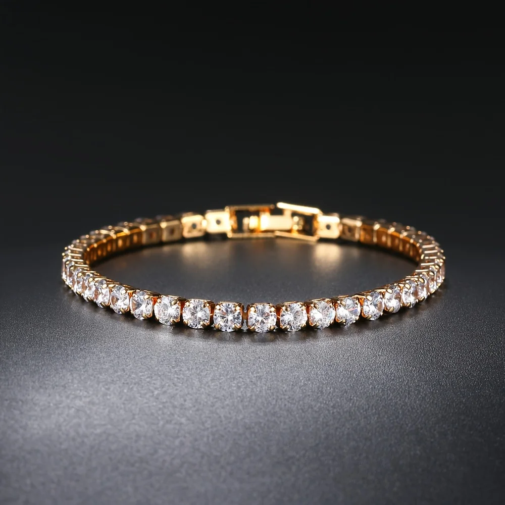 Nueva pulsera de cadena de tenis de cobre puro: joyería de hip hop de circonita para hombres y mujeres (antimanque, regalo de Navidad/Halloween)