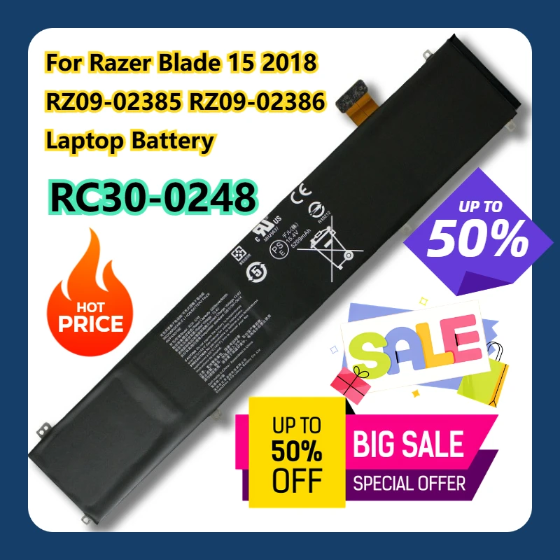 

For Razer Blade 15 2018 RZ09-02385 RZ09-02386 RC30-0248 Laptop Battery