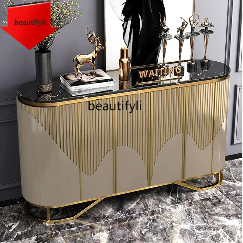 Q181  Italian porch cabinet light luxury high-end decorative cabinet model room design home living room wall side cabinet  lll l