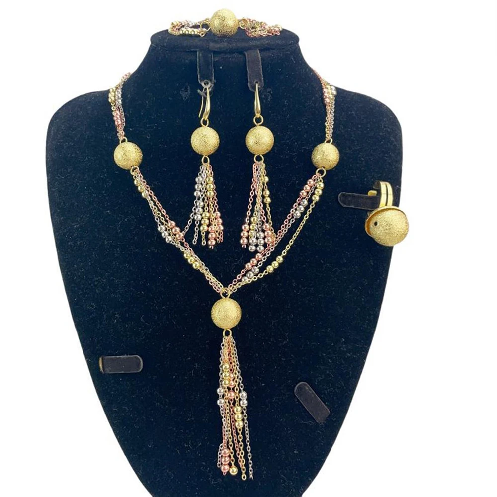 

Woman Simple Chain Necklace Jewelry Set Long Drop Earring Ring Bracelet Fashion Trend Clothing Jewelry FHK20503