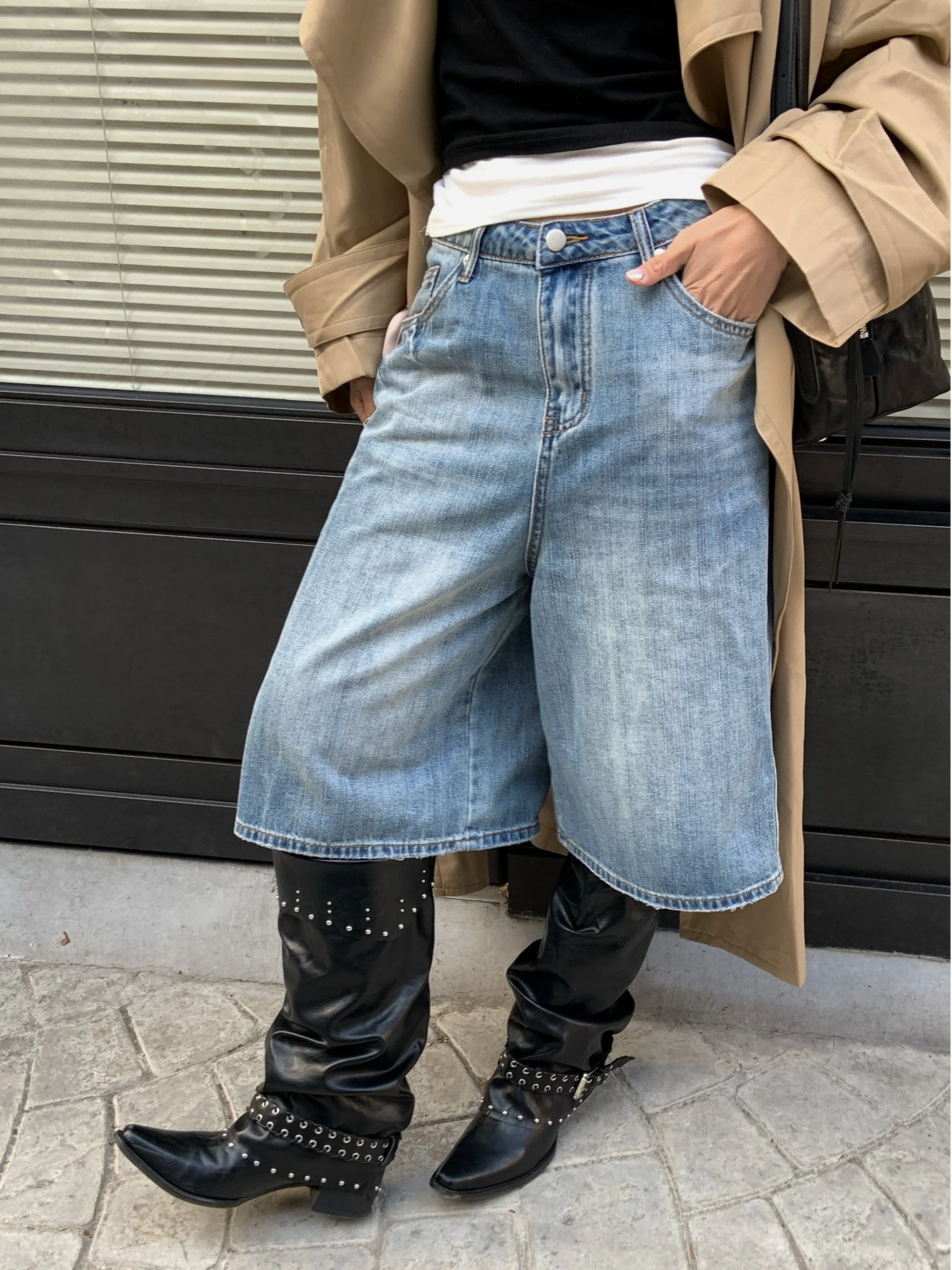 

Loose Casual Women's Five-Point Jeans Low Waist Zipper Closure Classic Color Versatile Comfortable Fit Autumn Wear