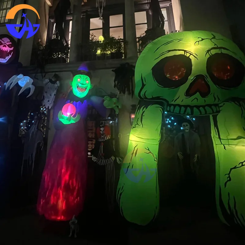 ซุ้มโครงกระดูกผีสีเขียวแบบเป่าลม ทนทาน พกพาสะดวก สำหรับตกแต่งฮาโลวีน