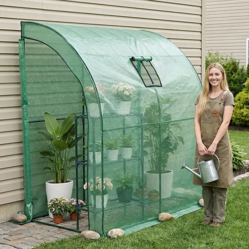 

Walk-in Green House, 78 x 39.4 x 78.7 in, Greenhouse with Shelves, High Strength PE Cover with Zipper Door and Steel Frame, Assembly in Minutes, Suitable for Planting and Storage