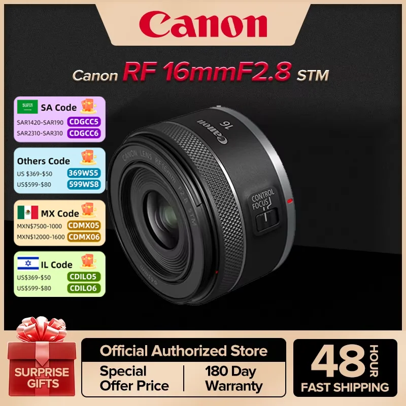 Canon RF16 MM F2.8 STM Lens Full Frame Mirrorless Camera Lens Wide-Angle Autofocus Prime Lens For RP R5 R6 Portrait Animal Lens