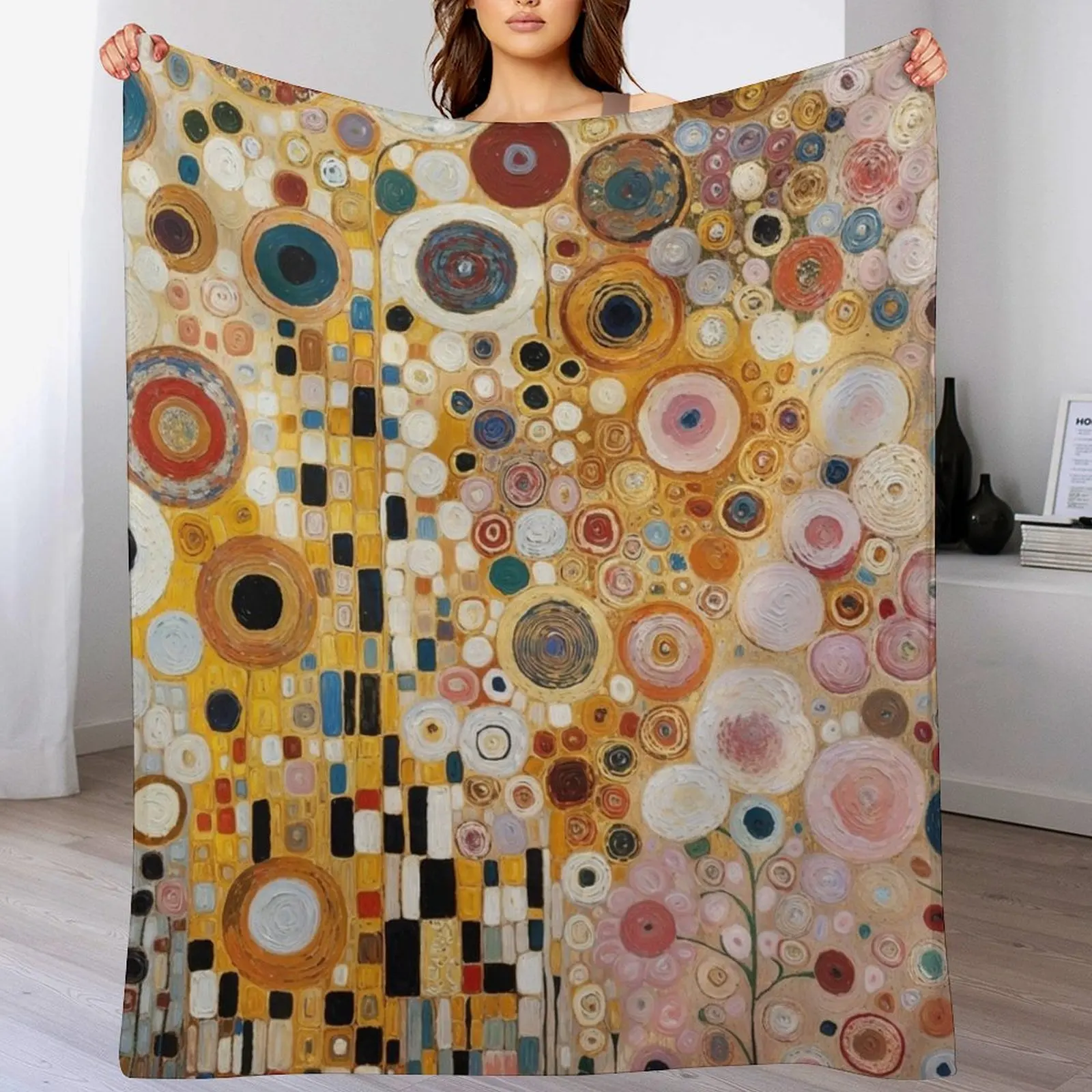 

Klimt Flowers Throw Blanket Cozy Throw Blanket for Bed Sofa Chair