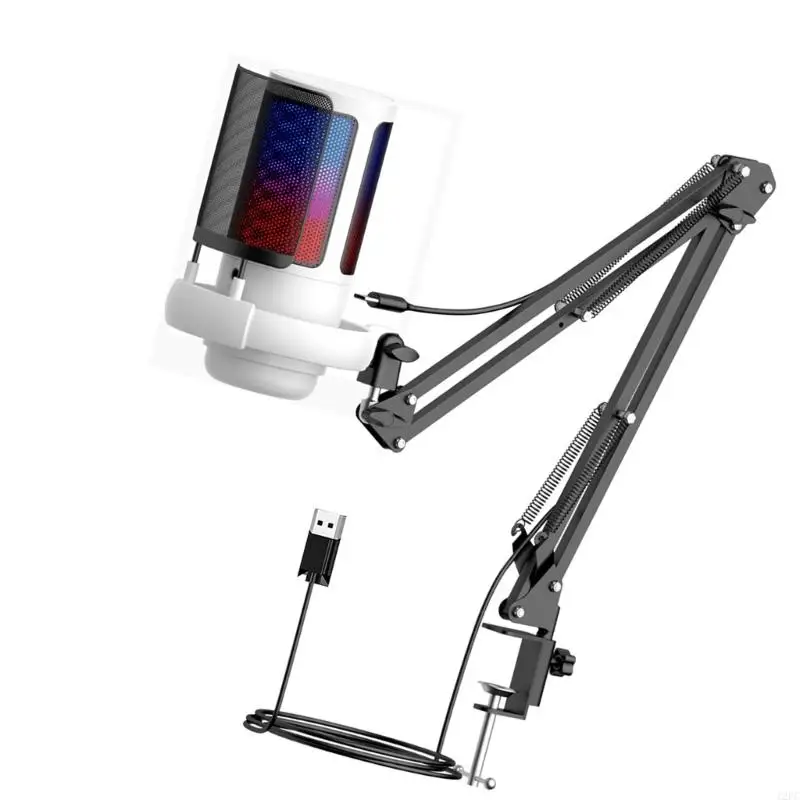 12pc PC Gaming Microphone 360 درجة قابلة للتعديل مع ذراع مرنة وضوء LED #3