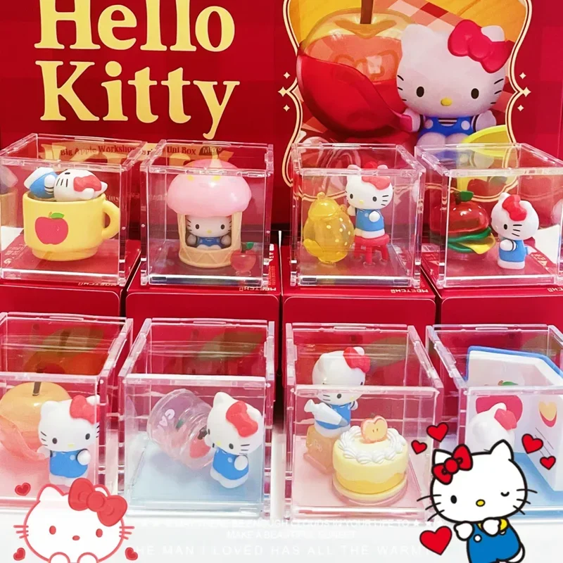 Sanrio Blind Box HelloKitty Big Apple Workshop Series Micro  Kawaii Desktop Decoration Ornaments Children's Toys BirthdayGift