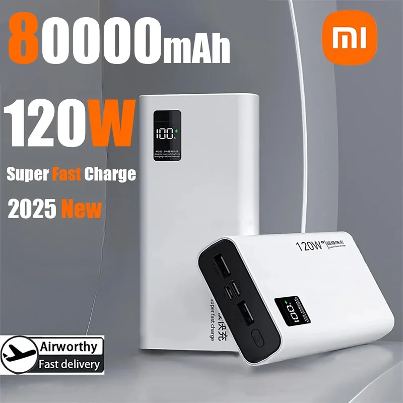 

Xiaomi 80000mAh High Capacity Power Bank 120W Super Fast Charging Power Bank Portable Battery Charger For iPhone Samsung Huawei
