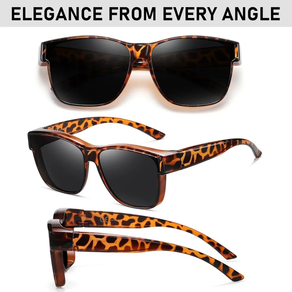 Polarized sunglasses suitable for both men and women, oversized square sunglasses protective cover,Tortoise Frame Brown Lens