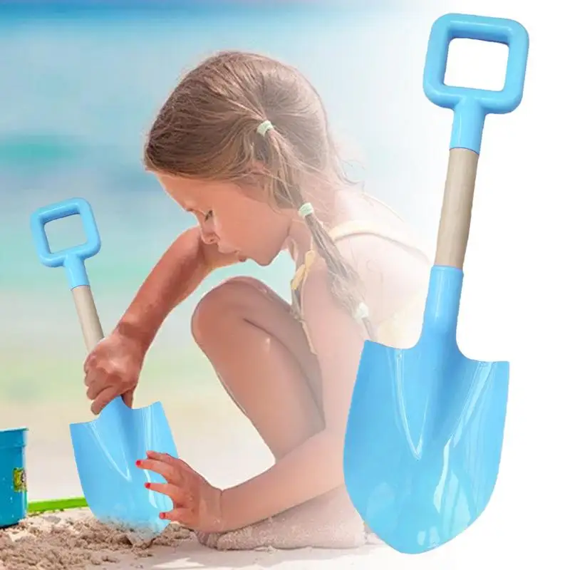 Wood Handle Beach Shovel Snow Scoop Garden Backyard Planting Tools Travel Beach Toy Sturdy Wooden Handle Colorful Children Beach