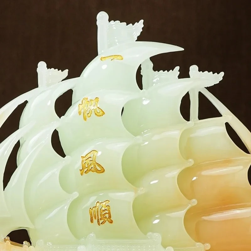 Smooth Sailing Ornament Zhaocai Jade Living Room Office Decoration Housewarming Gift Gradient Resin Handicrafts Home Decoration