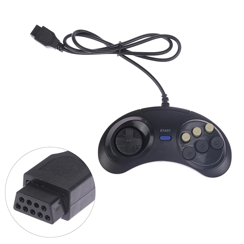 Klassischer kabel gebundener 6-Tasten-Joypad-Hand-Gamecontroller für Sega