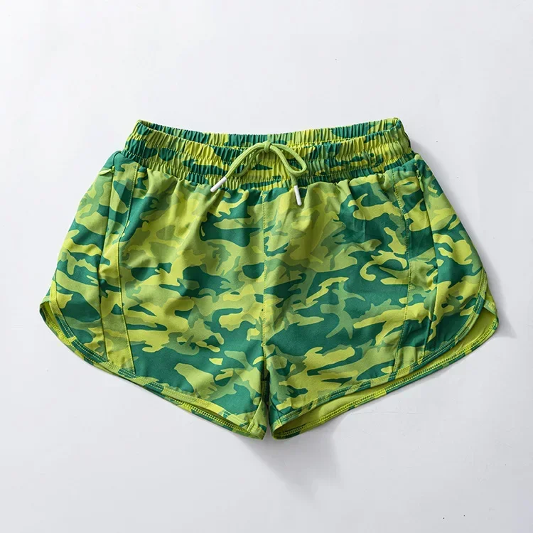 Novos shorts esportivos para mulheres pista que camuflagem leopardo impressão correndo forro de secagem rápida casual yoga cordão de secagem rápida