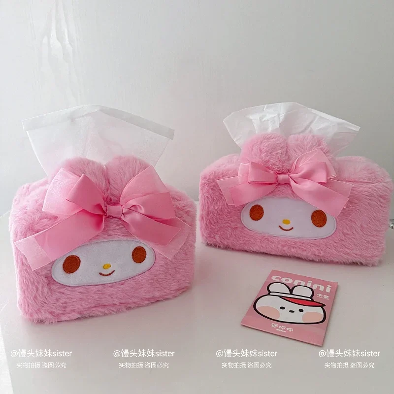 

Милая коробка для салфеток My Melody, коробка для хранения салфеток, кавайный настольный держатель для туалетной бумаги, украшение для дома в японском стиле для девочек