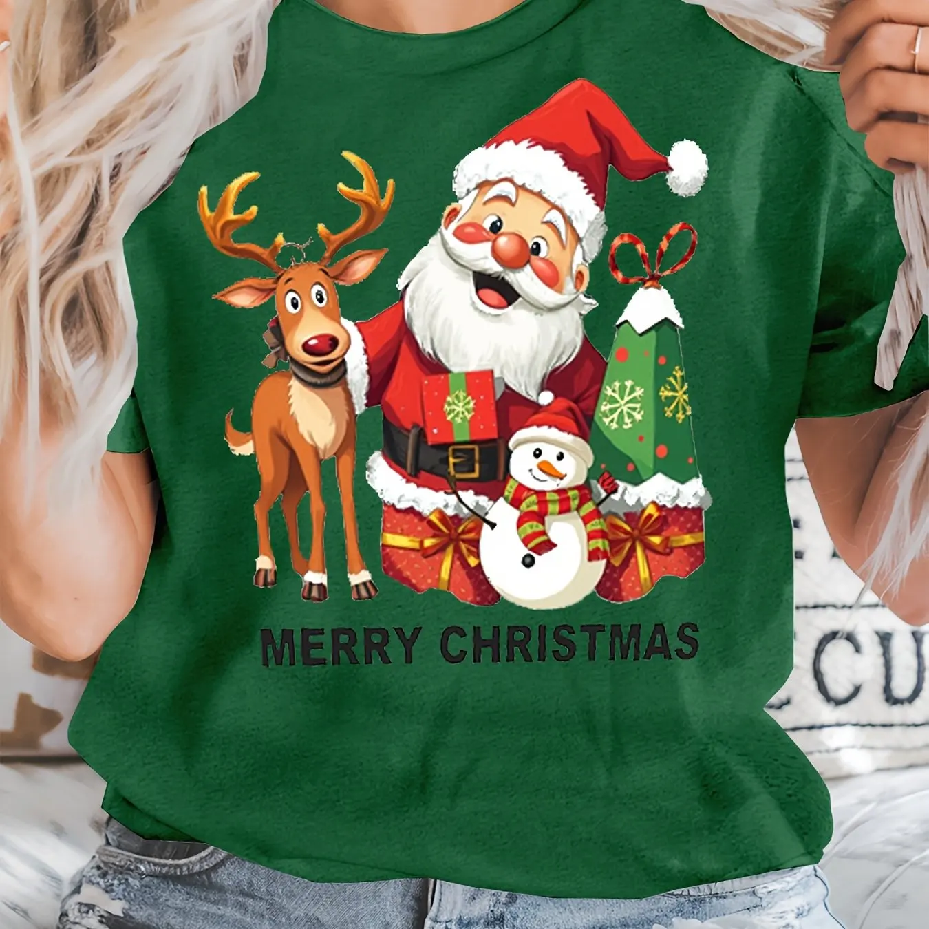 

Мужская футболка с принтом Санта-Клауса, забавные рождественские футболки с рисунком лося, повседневные свободные топы с круглым вырезом и короткими рукавами, рождественские футболки