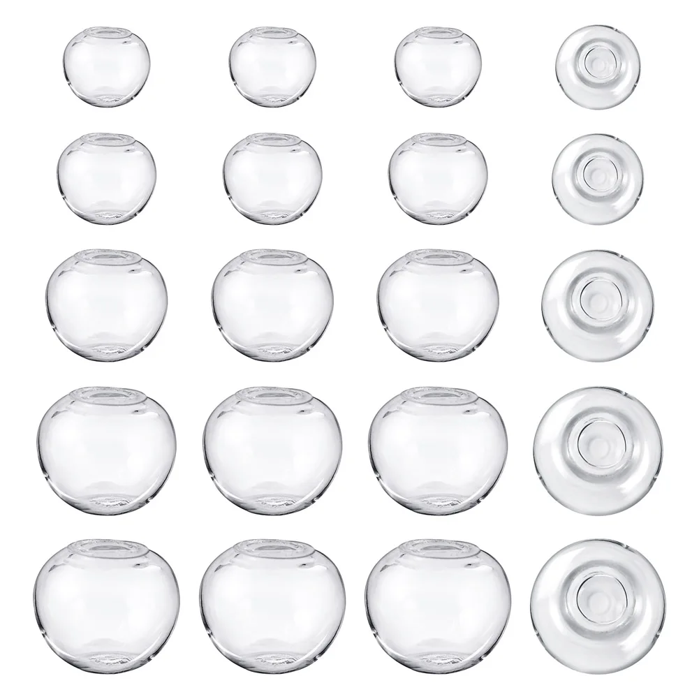 100Pcs Round Mechanized Blown Glass Globe Ball Beads One Hole Hollow Glass Bottle Vial for Earring Keychain Jewelry Making