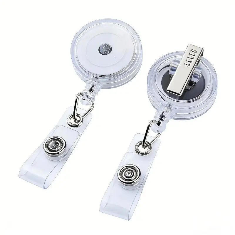 1 PC Retractable Pull Badge Reel Plastic ID Lanyard Name Tag Key Ring Chain Clips Hospital Nurse Badge Holder Credential Holder