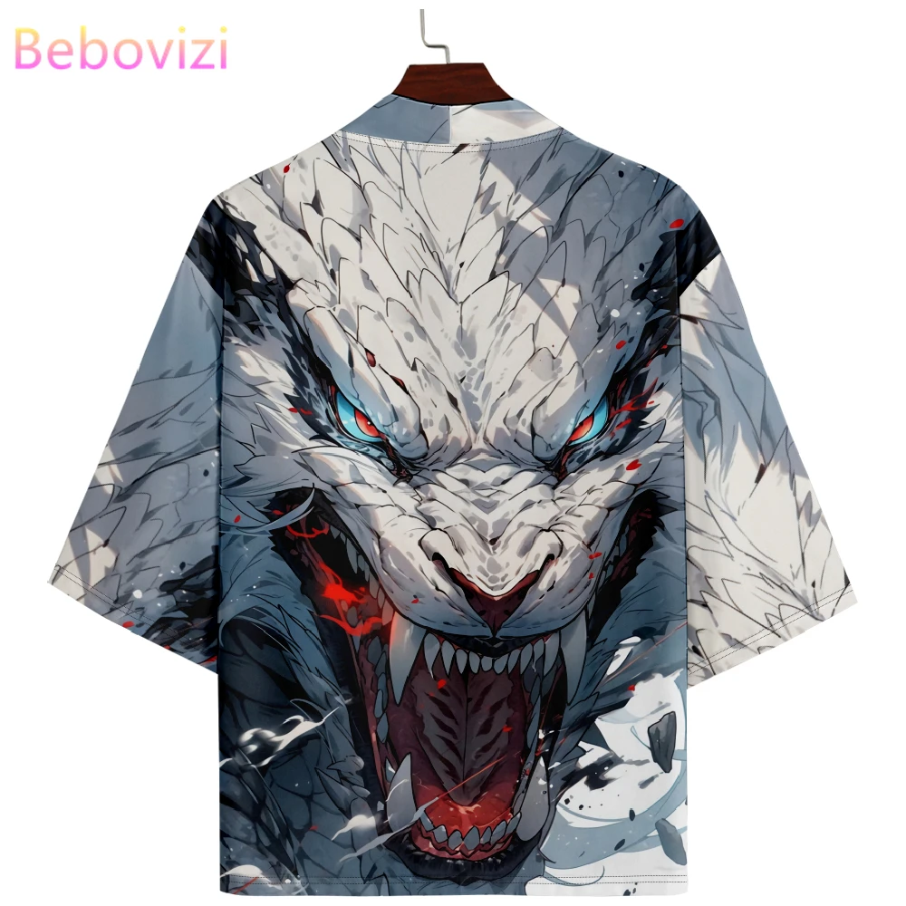 

Anime Wolf Kimono 2024 Summer Beach Yukata Japanese Streetwear Cardigan Women Men Cosplay Haori Top