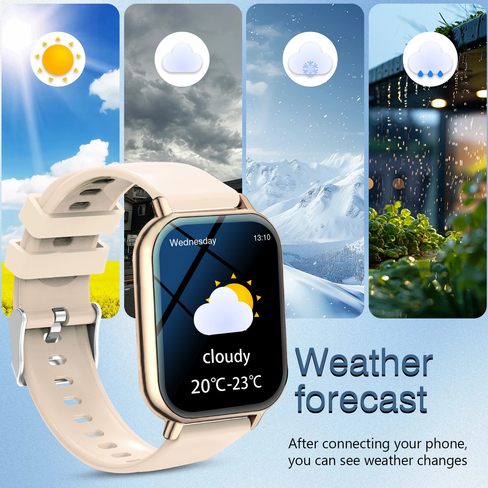 Smart watch, wireless call, message reminder, pedometer watch, 2.01 inch touch screen, suitable for Android/iPhone