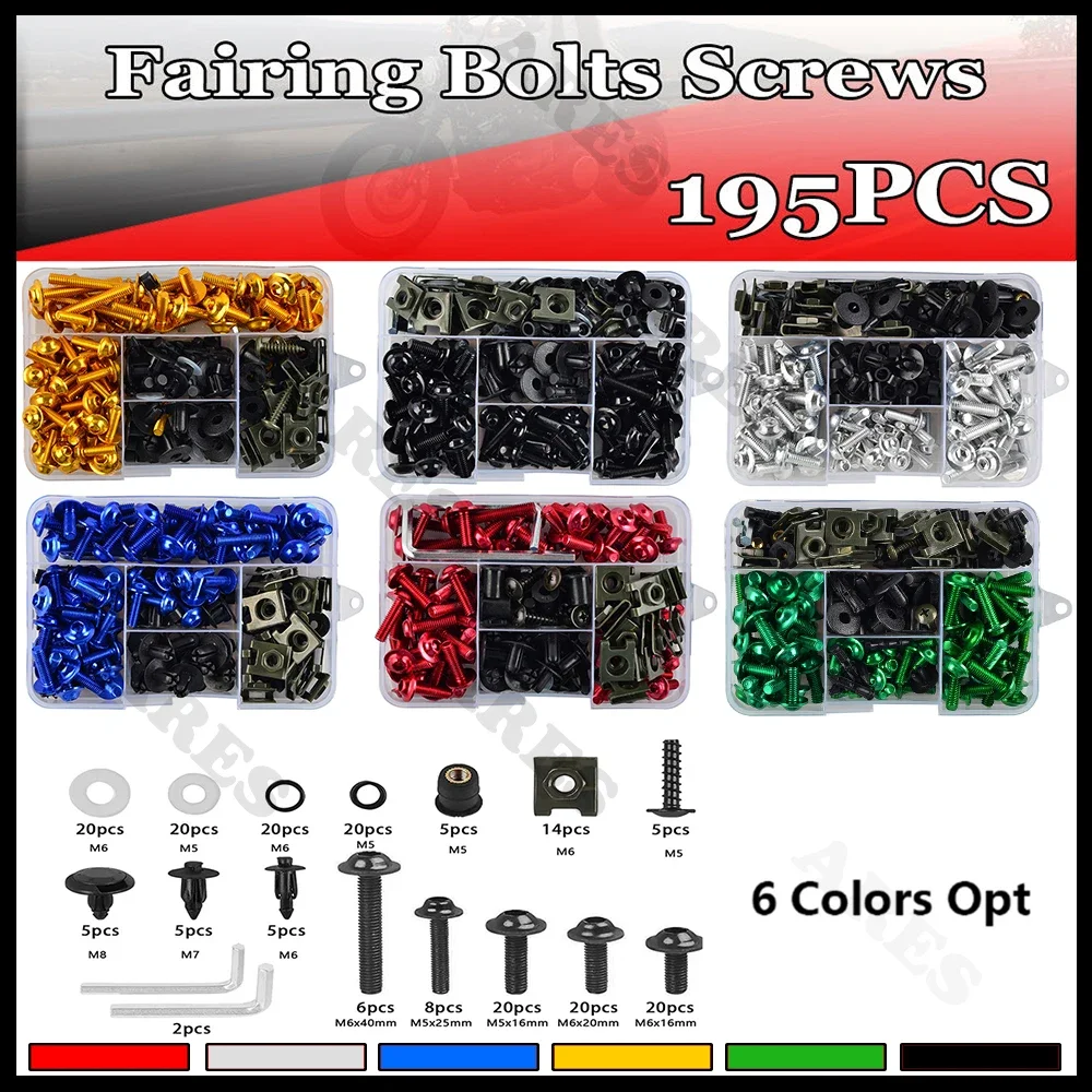 195PCS Fairing Bolts Kit CNC Screws Nut For Honda CBR600RR CBR900RR CBR929RR CBR1000RR CBR 600RR 900RR 929RR 1000RR