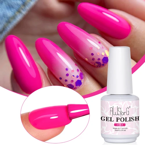 Imagen 2 del producto AWStorG Esmalte de uñas en gel de color rosa de 15 ml, adhesión fantástica, consistencia ultra magnífica, color deslumbrante, gel semipermanente UV LED