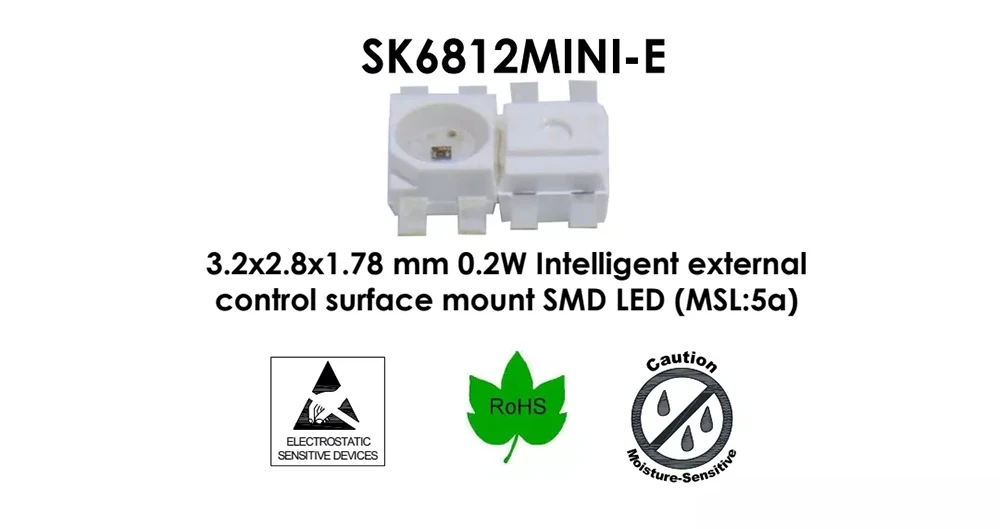 SK6812 MINI-E RGB (podobny do WS2812B) SK6812 3228 SMD Pixel LED Chip Montaż wsteczny Indywidualnie adresowalny pełny kolor 5 V 12 MA — zdjęcie 5