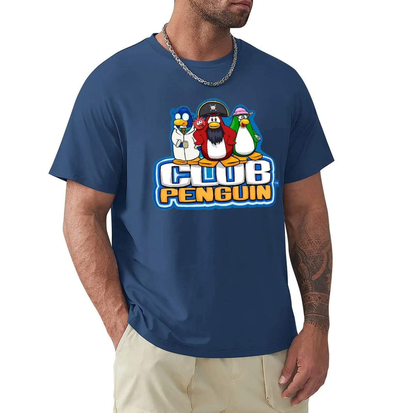 Club Penguin Logo con personaggi t-shirt summer top plain camicie da allenamento ad asciugatura rapida per uomo