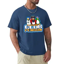 Club Penguin Logo with Characters T-Shirt summer tops plain quick-drying workout shirts for men