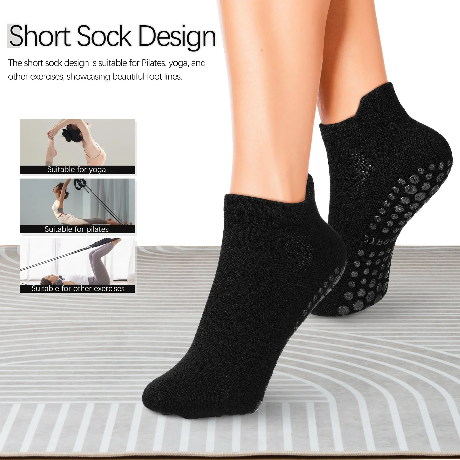 

Yoga Socks Pilates Grip Women Ankle Short Breathable Fashion Green Fashion Socks For Women Beige
