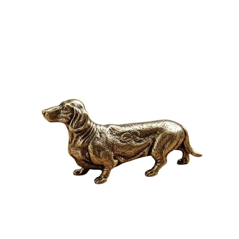 Loyal Brass Dachshund Figurine Long Body Short Leg Dog Metal Statue Miniature Tabletop Ornament For Home Decor Crafts Gift